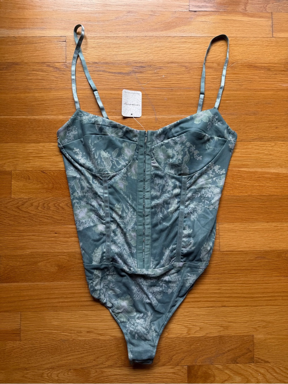 NWT Free People Sage Floral Corset Bodysuit - Size Large